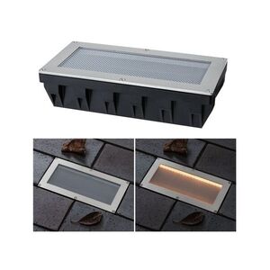 PAULMANN Solární LED zemní svítidlo Sorea soumrakový senzor IP67 hranaté 200x100mm 2200K 0, 3W 3, 7V kov kartáčovaný ABS/polykarbonát/ocel obraz