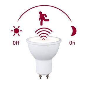 PAULMANN Standard 230V LED reflektor GU10 soumrakové a pohybové čidlo (HF) 7W 2700K bílá mat obraz