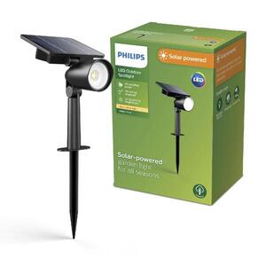 Philips Ashlyn UltraEfficient venkovní solární zemní LED reflektor 1, 4W 150lm 2700K IP44, černý obraz