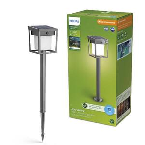 Philips Blaise UltraEfficient solární LED sloupek se senzorem 1, 5W 250/20lm 3000K IP44, hranatý, antracit obraz