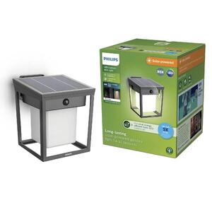 Philips Blaise UltraEfficient solární LED svítidlo se senzorem 1, 5W 250/20lm 3000K IP44, hranaté, antracit obraz
