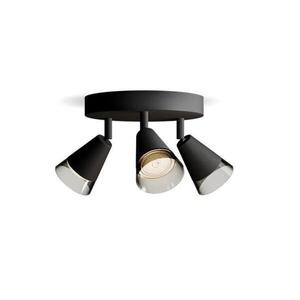 Philips Cleft bodové svítidlo 3x GU10 5W bez zdroje 20cm kulaté IP20, černé obraz