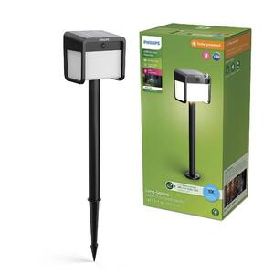 Philips Ezra UltraEfficient solární LED sloupek se senzorem 1, 8W 250/25lm 3000K IP44, hranatý, černý obraz