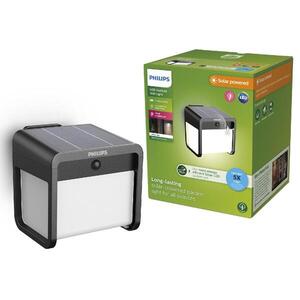 Philips Ezra UltraEfficient solární LED svítidlo se senzorem 1, 8W 250/25lm 3000K IP44, hranaté, černé obraz