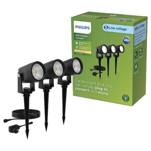 Philips Reuel GardenLink 3x venkovní LED reflektor Low Voltage 3x1, 5W 3x180lm 2700K 24V IP44, černý, sada obraz
