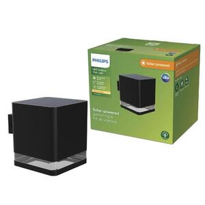 Philips Virona venkovní solární nástěnné LED svítidlo 1, 8W 200lm 2700K IP44, černé obraz