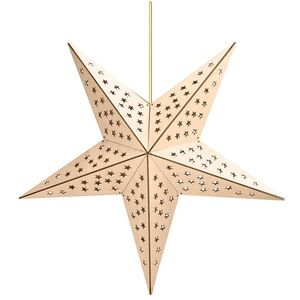 Solight LED dřevěná vánoční hvězda, závěsná, časovač, 20x LED, 65cm, 2x AA 1V293 obraz