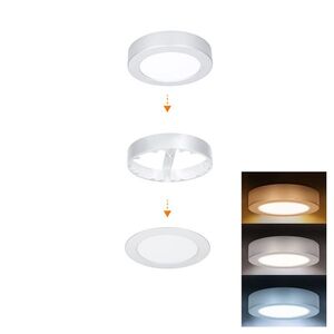 Solight LED mini panel koupelnový 2v1, 3CCT, podhledový/přisazený, 12W, 1020lm, IP54, stříbrná, kulatý WD240-S obraz