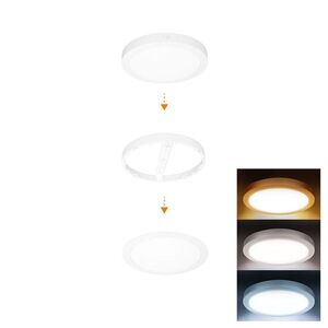 Solight LED mini panel koupelnový 2v1, 3CCT, podhledový/přisazený, 18W, 1530lm, IP54, bílá, kulatý WD242-W obraz