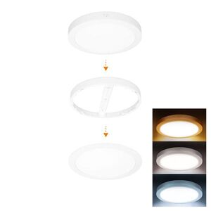 Solight LED mini panel koupelnový 2v1, 3CCT, podhledový/přisazený, 24W, 2040lm, IP54, bílá, kulatý WD244-W obraz