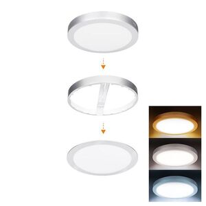 Solight LED mini panel koupelnový 2v1, 3CCT, podhledový/přisazený, 24W, 2040lm, IP54, stříbrná, kulatý WD244-S obraz
