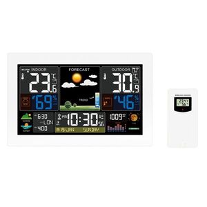 Solight meteostanice, extra velký barevný LCD, teplota, vlhkost, tlak, RCC, USB nabíjení, bílá TE81W-XL obraz