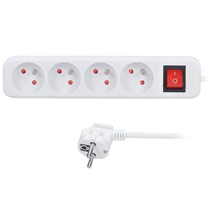 Solight prodlužovací přívod 3m, 4 zásuvky, vypínač, 16A/3680W, PVC, bílý PP32X obraz
