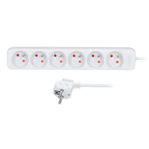 Solight prodlužovací přívod, 6 zásuvek, bílý, 1, 5m PP60 obraz