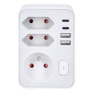 Solight rozbočka 1x 16A + 2x 2, 5A, 2xUSB A+C rychlonabíječka 20W PD, bílá, vypínač P109PD20 obraz