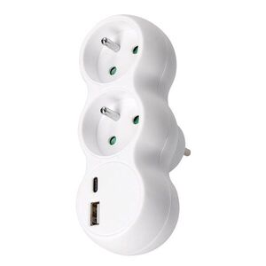 Solight rozbočka s USB A+C rychlonabíječkou 20W PD, 2 x 10A, bílá P100-PD20 obraz