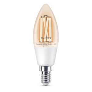 WiZ Smart LED Svíčková žárovka Filament čirá 4, 9 W (ekv. 40 W) 470lm C35 E14 obraz