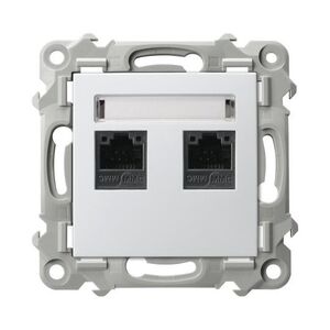 OSPEL Bílá datová zásuvka RJ45 dvojnásobná SZAFIR bez rámečku GPK-2Z/K/M/00 obraz