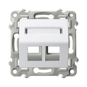 OSPEL Bílý kryt datové zásuvky RJ45 dvojnásobný šikmý SZAFIR GPK-2ZS/P/00 obraz