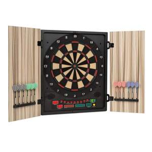 KLARFIT Dartmaster 180, béžový, terč na šipky, šipkový automat, měkký hrot, dvířka obraz