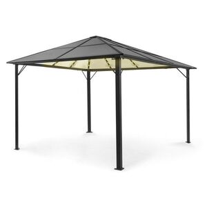 Blumfeldt Pantheon Solid Sky Ambient Solar, pavilon s střechou, 3 × 4 m, polykarbonát, hliník, osvětlený obraz