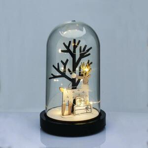 ACA Lighting Vánoční dekorace dřevěný jelen s plastovým krytem a stromem 8 MINI LED teplá bílá na baterie 2xAAA 11x19cm X06811263 obraz