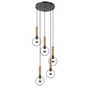 ACA Lighting závěsné svítidlo 5XE27 mosaz/černý kov D53XH176CM MIRACOLO HL39975P53BB obraz
