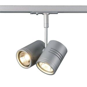 BIG WHITE SLV BIMA 2, bodové svítidlo pro vysokonapěťovou 1fázovou proudovou sběrnici, dvě žárovky, QPAR51, stříbrošedé, max. 50 W, obraz
