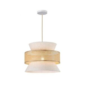 ACA Lighting závěsné svítidlo JAPAN béžové textillní stínídlo IP20 1xE27 LT40PBGW obraz