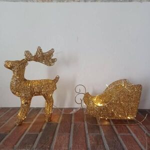 DecoLED LED světelný jelen se sáněmi, 40 cm, teple bílá obraz