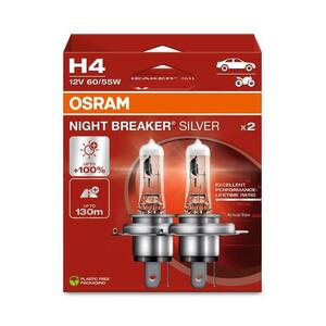 OSRAM H4 12V 60/55W P43t NIGHT BREAKER SILVER +100% 2ks 64193NBS-2HB obraz