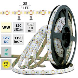Schmachtl McLED LED pásek SMD2835 teple bílá, DC12V, IP20, 5m, 10mm, bílý PCB pásek, 120 led/metr 14W ML-121.367.60.0 obraz