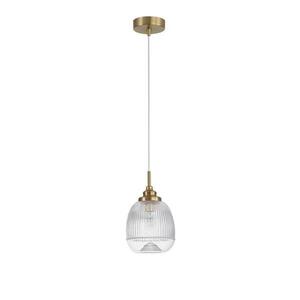 NOVA LUCE závěsné svítidlo MOND saténový zlatý kov čiré sklo E14 1x5W 230V IP20 bez žárovky 9738210 obraz