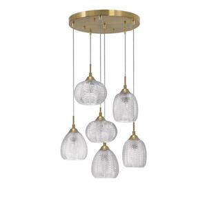NOVA LUCE závěsné svítidlo VARIO čiré sklo a saténový zlatý kov E27 6x12W 230V IP20 bez žárovky 9191544 obraz