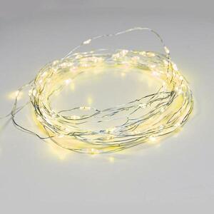 ACA Lighting 100 LED dekorační řetěz žlutá stříbrný měďený kabel 220-240V + 8 funkcí IP44 10m+3m 1.8W X01100712 obraz