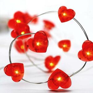ACA Lighting červená srdce, 20 LED dekorační řetěz, červená, stříbrný měďený drát na baterie 2xAA, IP20, 2m+10cm, 1.2W X01204115 obraz