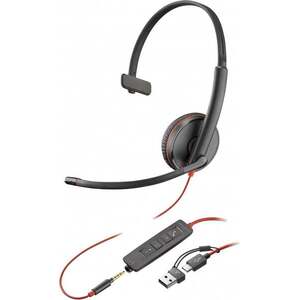 HP Poly Blackwire 3215 Monaural USB-C Headset +3.5mm Plug 8X227A6 obraz