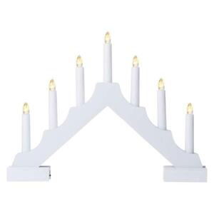 EMOS LED svícen dřevěný bílý, 29 cm, 2x AA, vnitřní, teplá bílá, časovač DCAW12 obraz