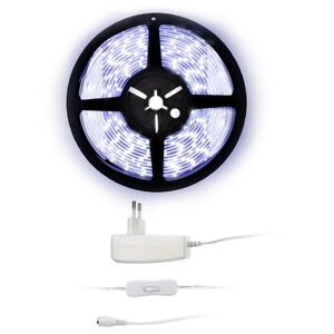 Solight LED světelný pás s testrem, 5m, sada s 12V adaptérem, 4, 8W/m, IP65, studená bílá WM50-65T obraz
