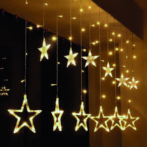Solight LED venkovní vánoční závěs, hvězdy, šíře 3m, 123LED, IP44, 3xAA, teplá bílá 1V227-4 obraz