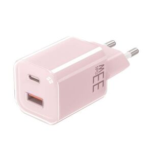 Solight 33W GaN fast charge USB-A + USB-C adaptér, růžový DC75P obraz