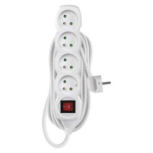 EMOS Prodlužovací kabel 5 m / 4 zásuvky / s vypínačem / bílý / PVC / 1, 5 mm2 P1415R obraz