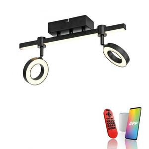 JUST LIGHT LED stropní svítidlo černé Smarthome stmívatelné dálkový ovladač s aplikací Tuya RGB/2700-5000K LD 12075-18 obraz