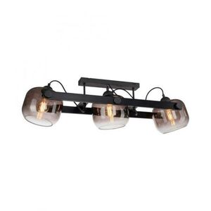 JUST LIGHT stropní svítidlo černé 3 ramenné dřevo kouřové sklo nastavitelná výška LD 15755-18 obraz