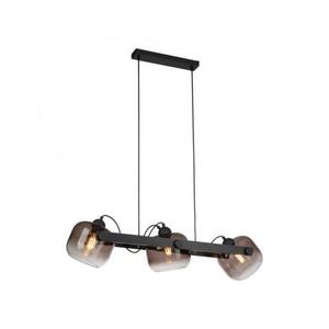 JUST LIGHT závěsné svítidlo černé 3 ramenné dřevo kouřové sklo nastavitelná výška LD 15753-18 obraz