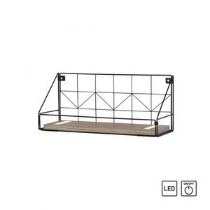 LEUCHTEN DIREKT is JUST LIGHT LED nástěnné svítidlo, police 46x16x20cm, černá, tělo ze dřeva, teplá bílá, vypínač 3000K obraz