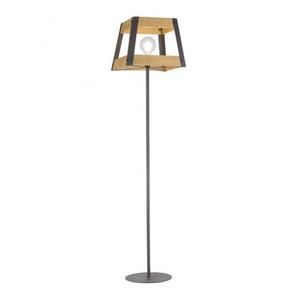 LEUCHTEN DIREKT is JUST LIGHT Stojací svítidlo ze dřeva a černého lakovaného železa v rustikálním vintage stylu obraz