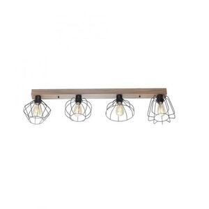 LEUCHTEN DIREKT is JUST LIGHT stropní svítidlo 4 ramenné, dřevodekor, černá, kovové stínítko, rustikální obraz