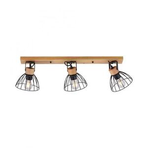 LEUCHTEN DIREKT is JUST LIGHT stropní svítidlo LAMI, 3 ramenné, dřevo, černé kovové stínítko, otočné obraz