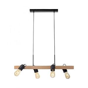 LEUCHTEN DIREKT is JUST LIGHT závěsné svítidlo CANOP, černá, 4 ramenné, dřevo, kov, industriální design obraz
